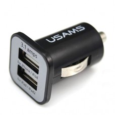 Usams 3.1A - универсальное автомобильное зарядное устройство USB адаптер с 2 портами, черный