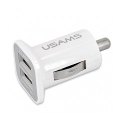 Usams 3.1A - универсальное автомобильное зарядное устройство USB адаптер с 2 портами, белый