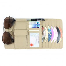 Органайзер - мульти карман на козырек автомобиля (+ для CD-дисков), натуральная кожа, бежевый