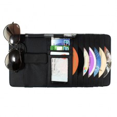 Органайзер - мульти карман на козырек автомобиля (+ для CD-дисков), натуральная кожа, черный