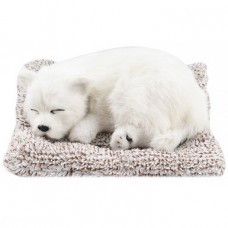 Игрушка спящая собака белая с бамбуковым углем в салон автомобиля