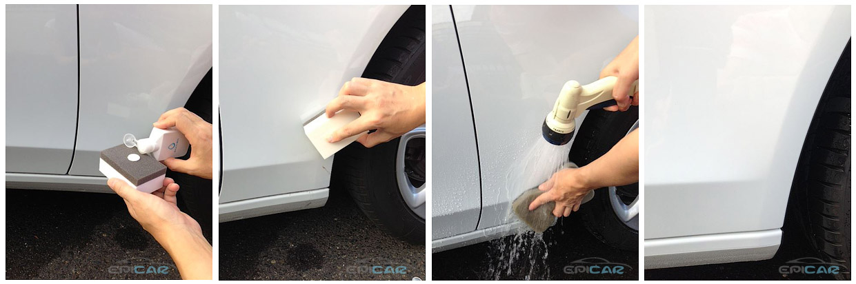 Очищение авто, покрытого жидким стеклом, средством Smooth Egg Stain Removal Cream